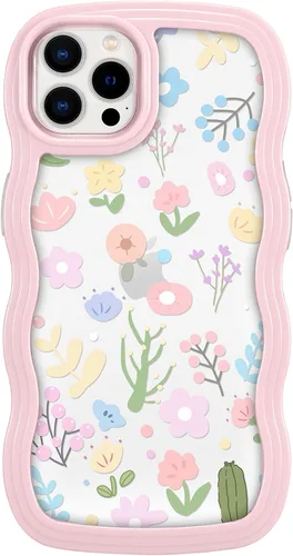 Vista 27 de ZCDAYE Funda compatible con iPhone 11, diseño floral estético, bonita funda rizada y ondulada para mujeres y niñas, funda de TPU suave a prueba