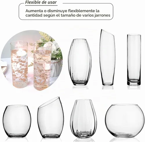 Vista 7 de 50 piezas de decoración de mesa de centro de mesa, relleno de perlas sintéticas de 13 pulgadas para velas flotantes, bodas, comedor, fiesta, centros