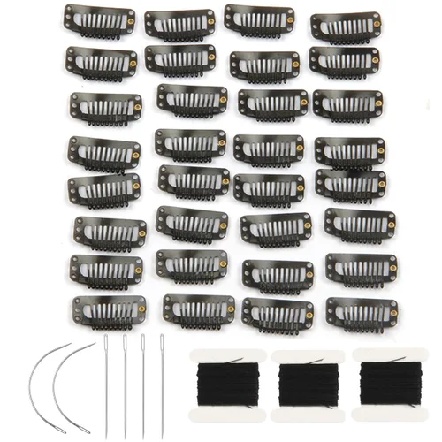 Vista 9 de 20 clips de metal para extensiones de cabello y pelucas Beige -20 piezas
