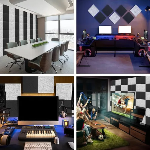 Vista 7 de of 12 Soundproof Foam Tiles Square Adhesive Wall Panel Polyester Panel Foam Panels Panels White