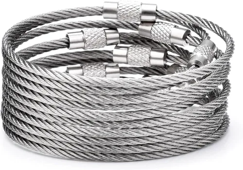 Vista 20 de 100 paquetes de llaveros de cable grandes de 6" con anillo de llavero de metal en masa para etiquetas de equipaje al aire libre (GRUESO: 2MM)