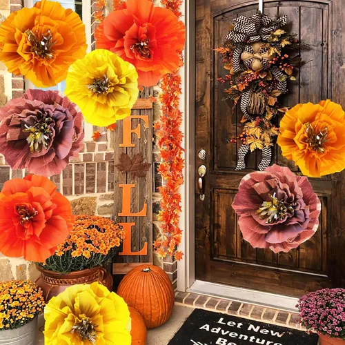Vista 2 de Decoraciones de fiesta de cumpleaños de otoño/Decoraciones de Acción de Gracias/Granate, naranja, amarillo, decoración de despedida de soltera