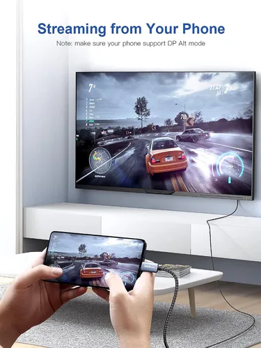 Vista 2 de dockteck Cable USB C a DisplayPort de 6 pies/6.6 ft, 8K tipo C a DP 1.4, Thunderbolt 3 a cable Displayport de 32.4 Gbps UHD 8K @30Hz/4K a 144Hz/2K a