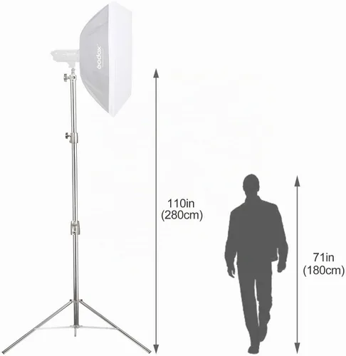 Vista 4 de EACHSHOT Soporte de luz resistente de 9.2 ft con bolsa de transporte, acero inoxidable con soporte de luz adaptador de 1/4 a 3/8 pulgadas para Godox
