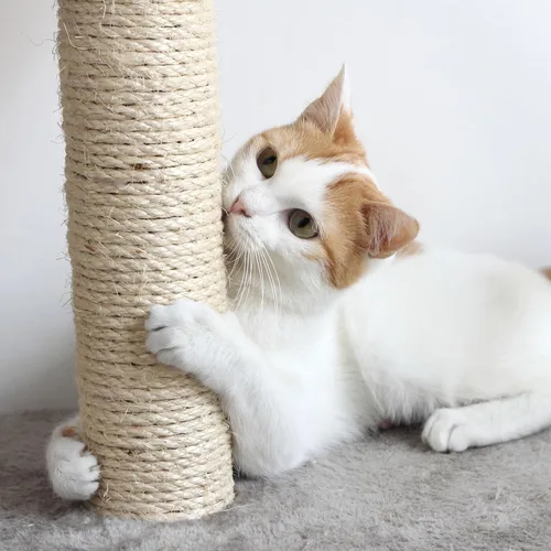 Vista 7 de PETMAKER Cat Tree Condo de 3 niveles con condominio y postes rascadores, 37.5 pulgadas, marrón y bronceado