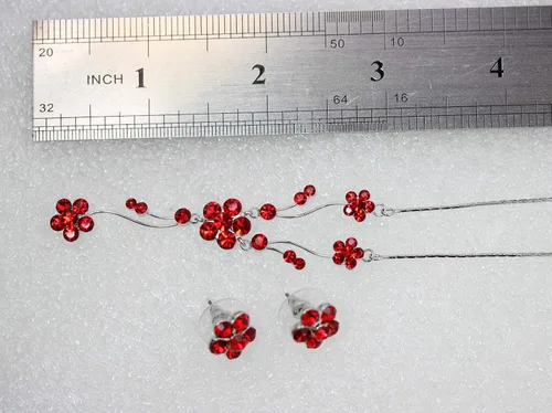 Vista 4 de Faship Precioso Rhinestone Cristal Floral Collar Pendientes Conjunto
