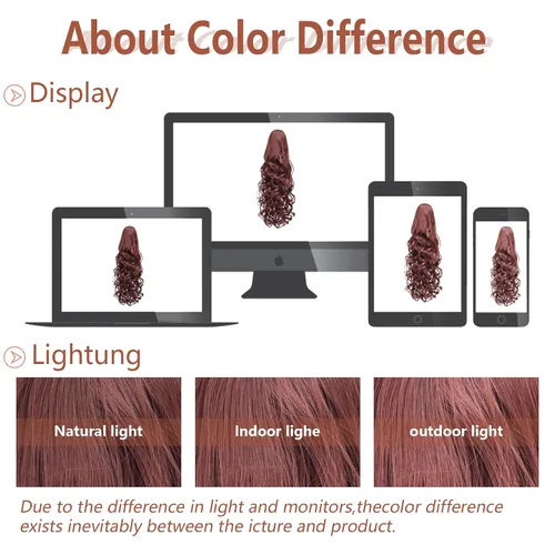 Vista 5 de Extensión de cola de caballo color castaño caoba, pinza de 20 pulgadas para mujeres, extensiones de cabello sintético ondulado, cola de caballo