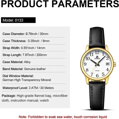Vista 8 de LN LENQIN Reloj de mujer, analógico de cuarzo, impermeable, relojes de señora para mujer, fáciles de leer, relojes de pulsera para mujer con correa