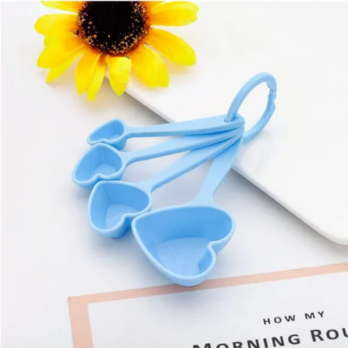Vista 6 de Hemoton Cucharas medidoras de plástico con forma de corazón, cucharadita de postre cuchara para hornear de cocina