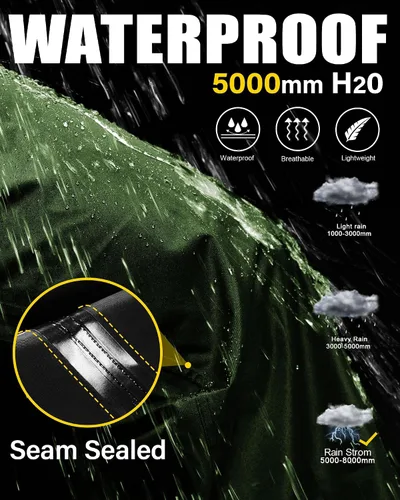 Vista 5 de iCreek Pantalones de lluvia para mujer, impermeables, transpirables Verde militar
