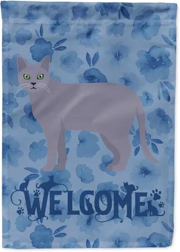 Vista 319 de Caroline's Treasures CK4813CHF - Bandera de bienvenida con gato abisinio azul, manga grande, para porche, para colgar en la pared, poliéster