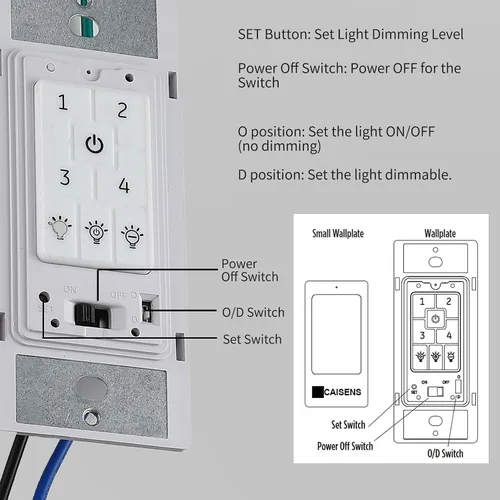 Vista 7 de Ventilador de techo universal con control de pared con interruptor de cuatro velocidades y atenuador de luz LED/incandescente, interruptor de pared
