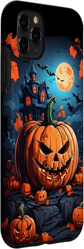 Vista 3 de iPhone 11 Pro Max - Funda para disfraz de Halloween con diseño de calabaza tallada espeluznante