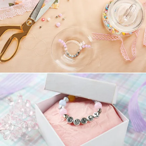Vista 7 de XIANNVXI 3500 cuentas de letras blancas para pulseras, cuentas acrílicas coloridas para hacer joyas (cuentas blancas y mixtas)