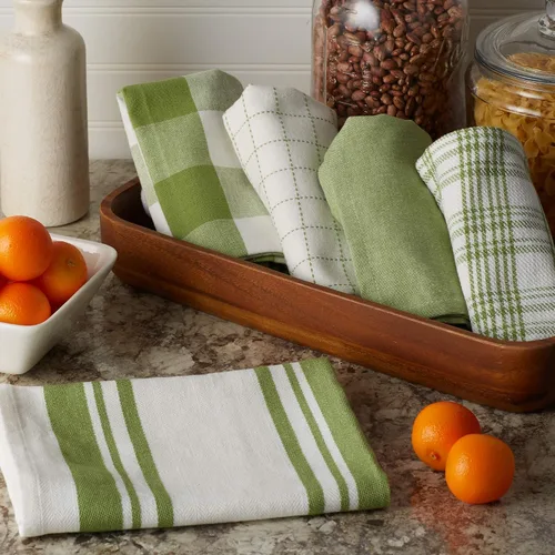 Vista 3 de DII Everyday Basic Kitchen Collection - Juego de toallas de cocina de algodón tejido grande, 18 x 28 pulgadas, verde antiguo, 5