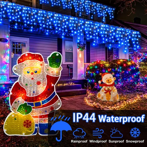 Vista 3 de Hezbjiti - Luces de Navidad para decoración al aire libre, 1600 luces LED de 164 pies, 8 modos, 320 gotas, guirnalda de luces para decoración