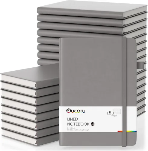 Vista 21 de Oucaru Cuaderno rayado, paquete de 4, 180 páginas, diarios A5 para escribir, papel grueso de 100 GSM, cuadernos pequeños diarios para mujeres