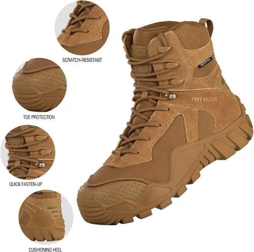 Vista 3 de FREE SOLDIER Men's Waterproof Hiking Boots Military Tactical Boots for Men Outdoor Lightweight Work Boots