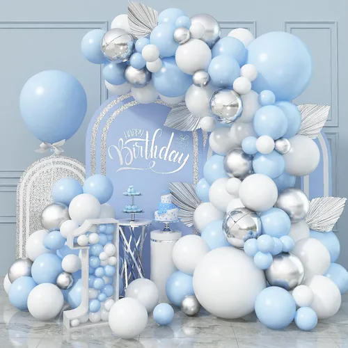 Vista 13 de Kit de Guirnalda de Arco de Globos Rojo Azul Plateado, Globos de Látex Rojo Azul Real Globos de Papel de Aluminio 4D con Estrella de Explosión