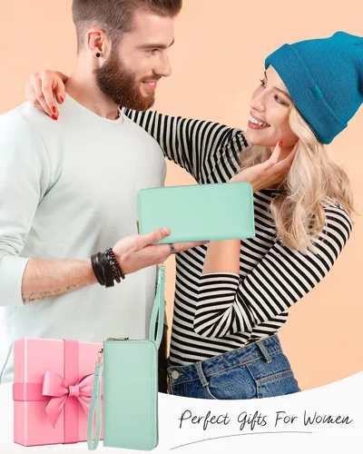 Vista 8 de Chelmon - Monedero para mujer de cuero genuino con bloqueo de señal RFID, para tarjetas de crédito