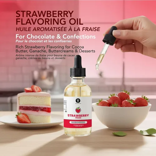 Vista 3 de Dolce Flav Extracto de fresa – 2 onzas soluble en aceite, Kosher, sin azúcar, sabor concentrado de bayas para dulces, chocolates y postres, incluye