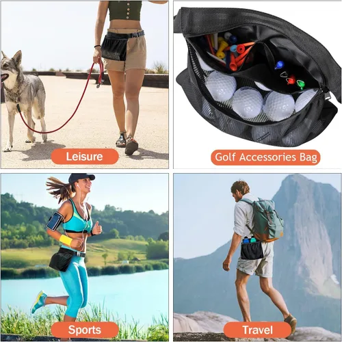 Vista 6 de Tennis Ball Holder, Pickleball Holder Bag for Women, Men & Teens, Ball Pouch, Mesh Waist Hip Bag Carrier, Easy Holding 6-8 Pickle Balls or Tennis