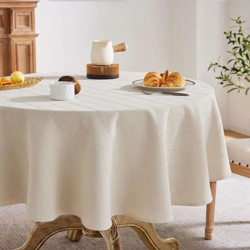 Vista 2 de ZeeMart Mantel (beige, redondo de 52 pulgadas)