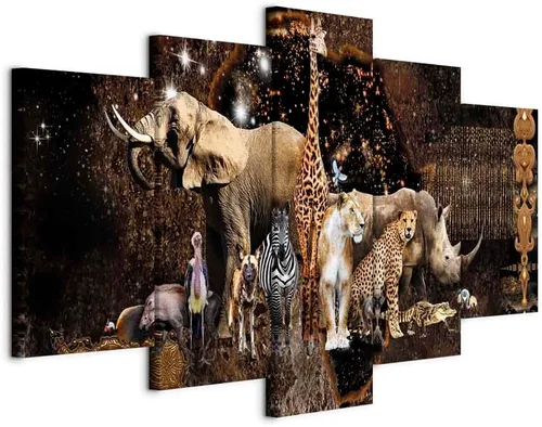 Vista 30 de artgeist Lienzo acústico para pared, diseño de África, 40 x 20 pulgadas, 5 piezas con impresión de sonido de espuma acústica, sala de arte de África