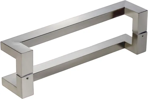 Vista 10 de Manijas de puerta de acero inoxidable modernas de 12 pulgadas espalda con espalda, acabado cromado pulido, manija de puerta externa interna