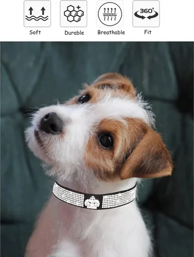 Vista 4 de Bling - Collar de perro para perros pequeños, medianos y grandes, collares de perro con corona de diamantes de imitación para perros hembra y macho