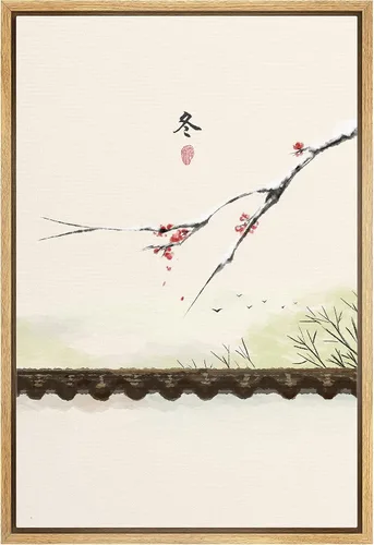 Vista 11 de NWT Impresión en lienzo enmarcado para pared, acuarela, grullas, pájaros volando, naturaleza salvaje, ilustraciones de arte moderno decorativo