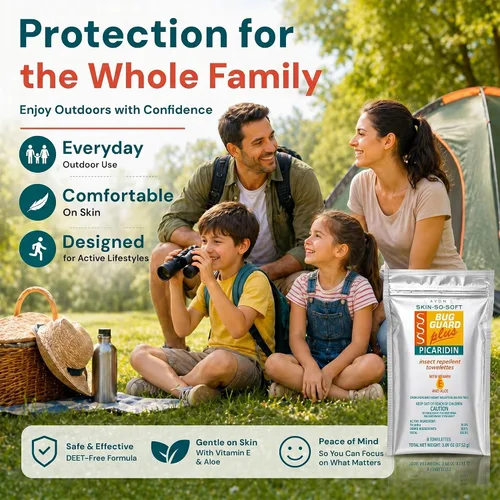 Vista 8 de Avon Skin Suave Bug Guard + Picaridin toallitas 8 unidades (paquete de 2) Skin So Soft Bug Guard, DEET-Free Repellent Wipes with Vitamin E & Aloe
