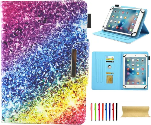 Vista 20 de Funda universal para tablet de 7 pulgadas, piel sintética [ranuras para tarjetas], cubierta magnética, para Samsung Galaxy Tab E/Tab A 7.0, Fire 7