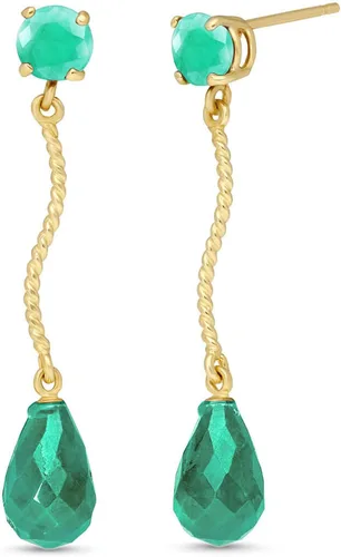 Vista 7 de Galaxy Gold GG Aretes colgantes de oro macizo de 14 quilates con esmeraldas, Metal Gema, Esmeralda