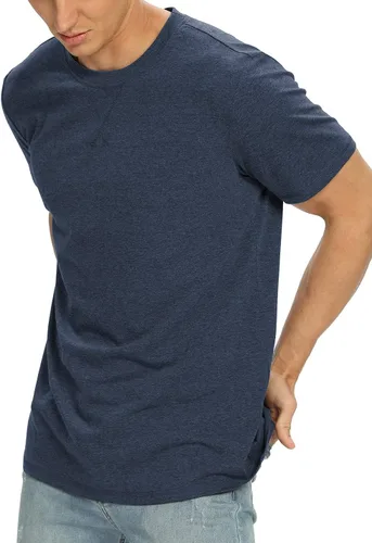 Vista 36 de NITAGUT Camiseta clásica de algodón para hombre con cuello redondo