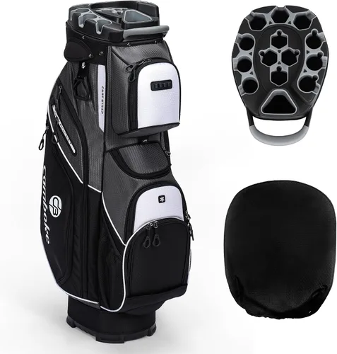 Vista 11 de Silent - Bolsa de golf para carrito de golf, bolsa de golf moldeada con separadores de longitud completa de 14 vías, bolsa de bolsillo refrigerante