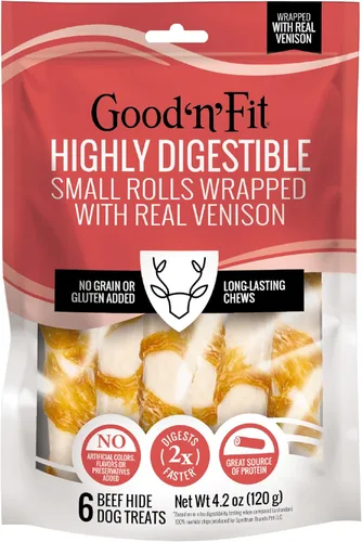 Vista 18 de Good n Fit - Rollos pequeños con sabor a hígado de pollo real, 6 unidades, masticables de cuero crudo altamente digeribles de larga duración