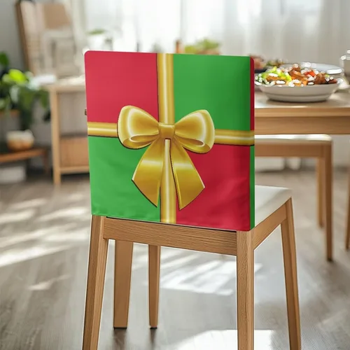 Vista 6 de Fundas para sillas de comedor, diseño de lazo de Navidad, para sala de Navidad, cocina, fiesta, boda, hotel, hogar