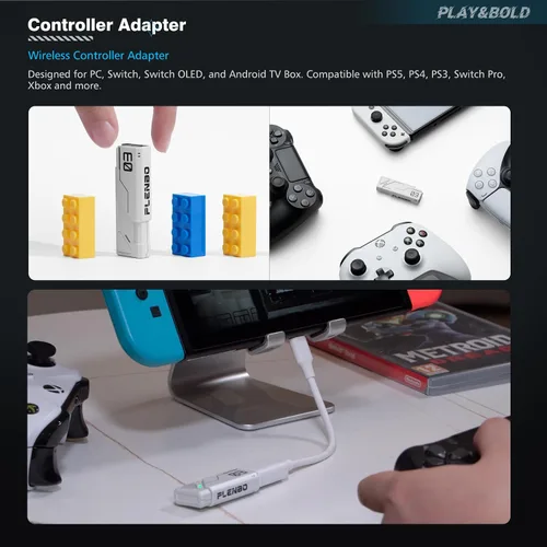 Vista 6 de Plenbo G-case Family Kit(Upgraded) for Nintendo Switch & OLED, Accessories Bundle with Protective Grip Case, Switch Dock Charger, BT 5.0 Controller
