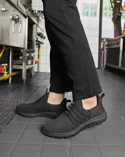 Vista 7 de VikoViren Zapatos de trabajo antideslizantes para hombre, para restaurante o servicio de alimentos, transpirables, ligeros, resistentes al agua
