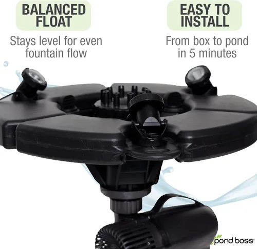 Vista 4 de pond boss Fuente flotante PRO con luces, 1/2 hp, bomba 5000 GPH