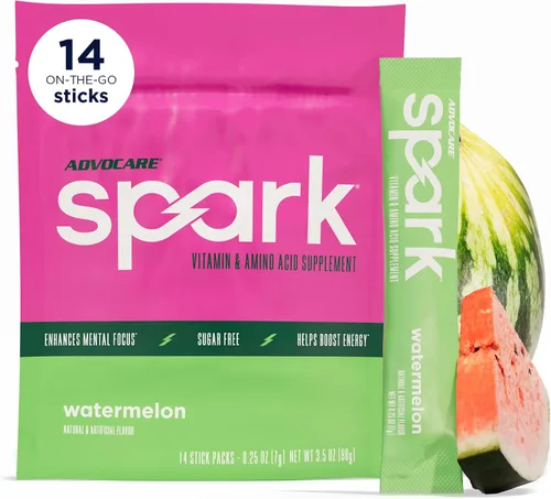 Vista 21 de AdvoCare Spark Energy & Focus, sin azúcar, frambuesa azul, 14 barras Suplemento de vitaminas y aminoácidos, fórmula sin azúcar que apoya la energía
