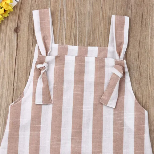 Vista 4 de Mono de verano para niñas pequeñas, sin mangas, de una sola pieza, con tiras, vestido casual