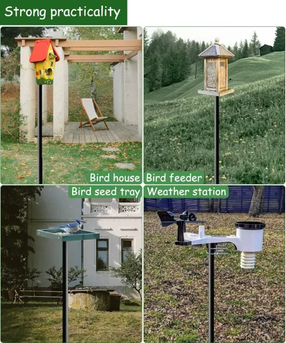 Vista 7 de Kit de montaje en poste de casa de pájaros de 75 pulgadas de Mokeyder, poste de comedero para pájaros ajustable resistente para exteriores, juego