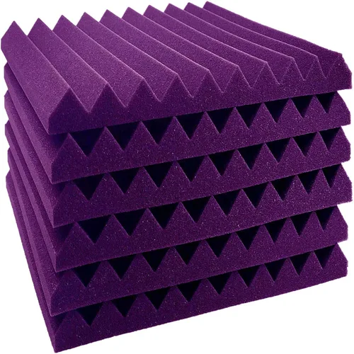 Vista 8 de 12 paneles de azulejos de espuma acústica de cuña, paneles de espuma a prueba de sonido de 12 x 12 x 1 pulgada, resistentes al fuego, aislamiento
