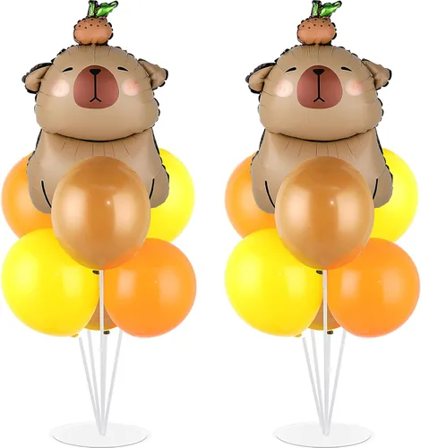 Vista 24 de Kit de soporte para globos de fiesta de fútbol 2 juegos con 2 globos de rugby de aluminio tipo bola, centro de mesa temático de fútbol para mesas