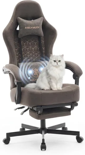 Vista 17 de Silla de escritorio para juegos para computadora, silla de oficina ergonómica de respaldo alto con reposapiés y soporte lumbar, sillas giratorias