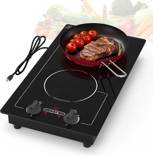 Vista 10 de VBGK Cocina de inducción, quemadores de encimera de 110 V 4000 W con control de perilla, 9 niveles de potencia, bloqueo y temporizador para niños
