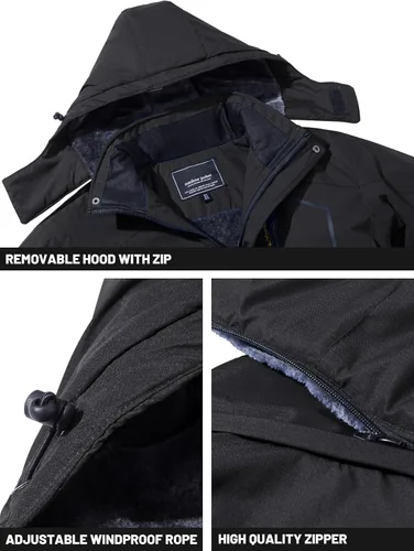 Vista 2 de TACVASEN Chaquetas de esquí de invierno para hombre, abrigos de vellón impermeables con aislamiento térmico para snowboard, parka con capucha