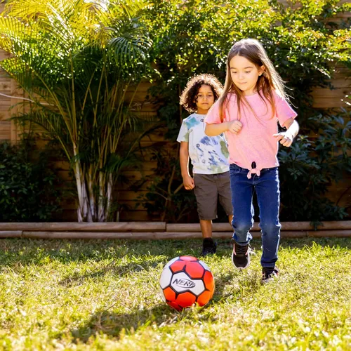 Vista 6 de Nerf Proshot Kids Soccer Ball - Size Indoor + Outdoor Youth Soccer Ball + Air Pump Set - Official Size Soft Cover for Boys + Girls - Pump +